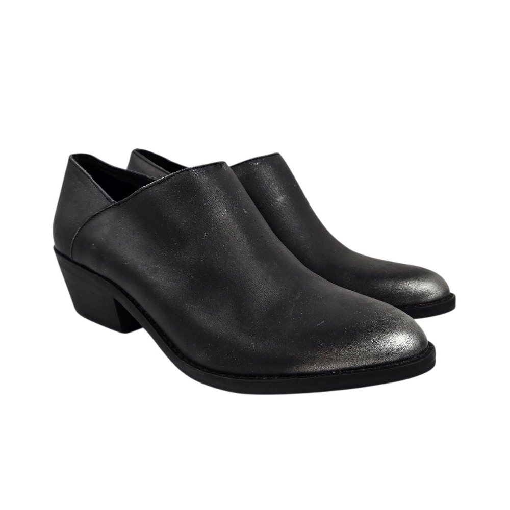 Lucky Brand Ferryn Ankle Boots Black/Silver Metallic Brush Off Women's 7M NWOB